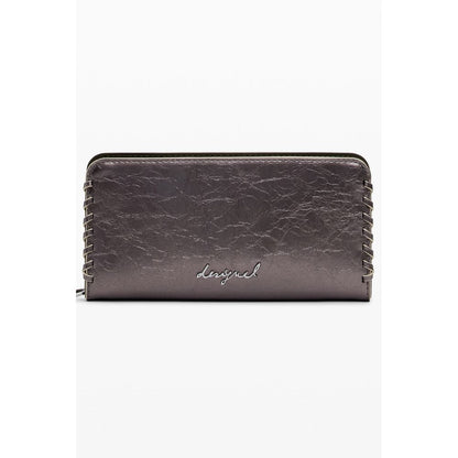 Desigual Bronze Polyethylene Women Wallet with zip closure, featuring 5 compartments and iconic Desigual logo in a stylish design.