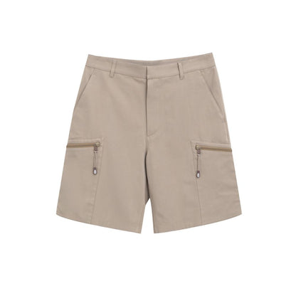 Dior Beige Cotton Cargo Shorts with side and rear pockets, side zippers, and adjustable closure, made of 55% cotton and 45% polyester.