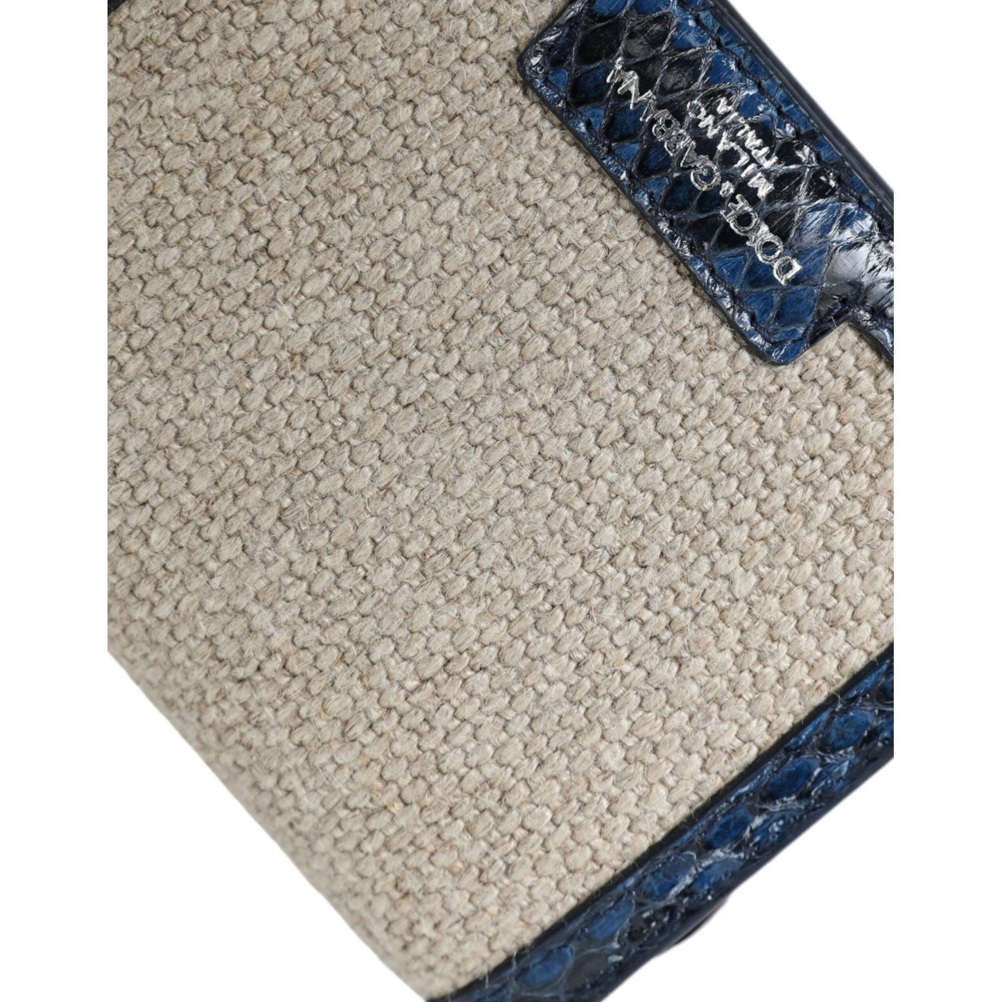 Dolce & Gabbana Beige Raffia Blue Leather Trim Mini Shoulder Purse Crossbody Bag with detailing