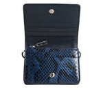 Dolce & Gabbana Beige Raffia Blue Leather Trim Mini Shoulder Purse Crossbody Bag with blue python leather trim and silver-tone hardware.