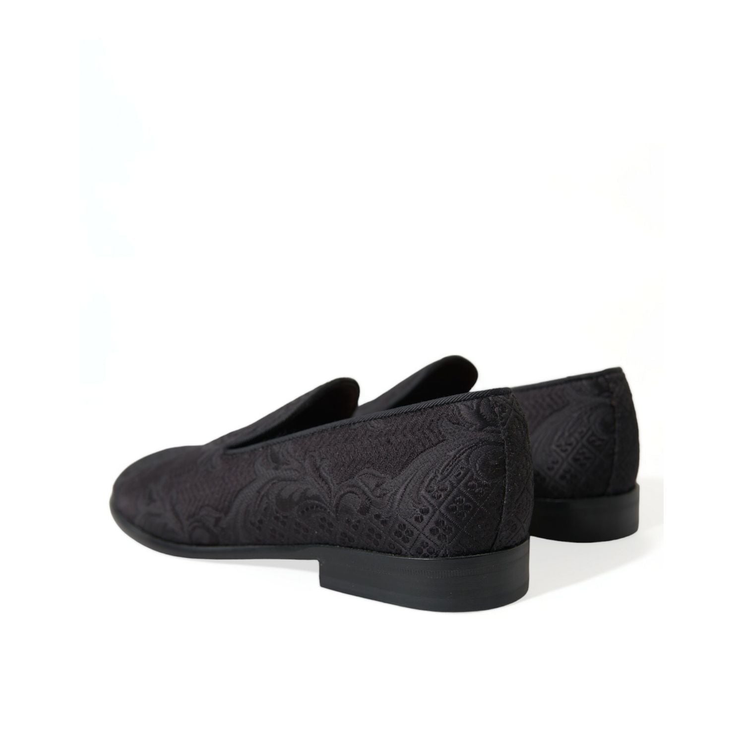 Dolce & Gabbana Black Brocade Men Slip On Loafer Dress Shoes