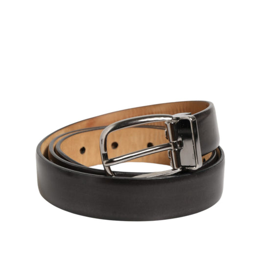 Dolce & Gabbana Black Classic Leather Silver Tone Buckle Belt BEL9470-100