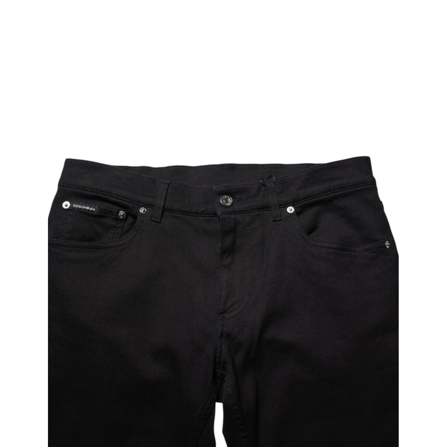 Dolce & Gabbana Black Cotton Blend Skinny Men Trouser Pants