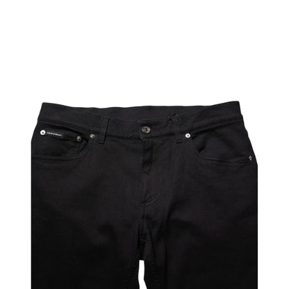 Dolce & Gabbana Black Cotton Blend Skinny Men Trouser Pants