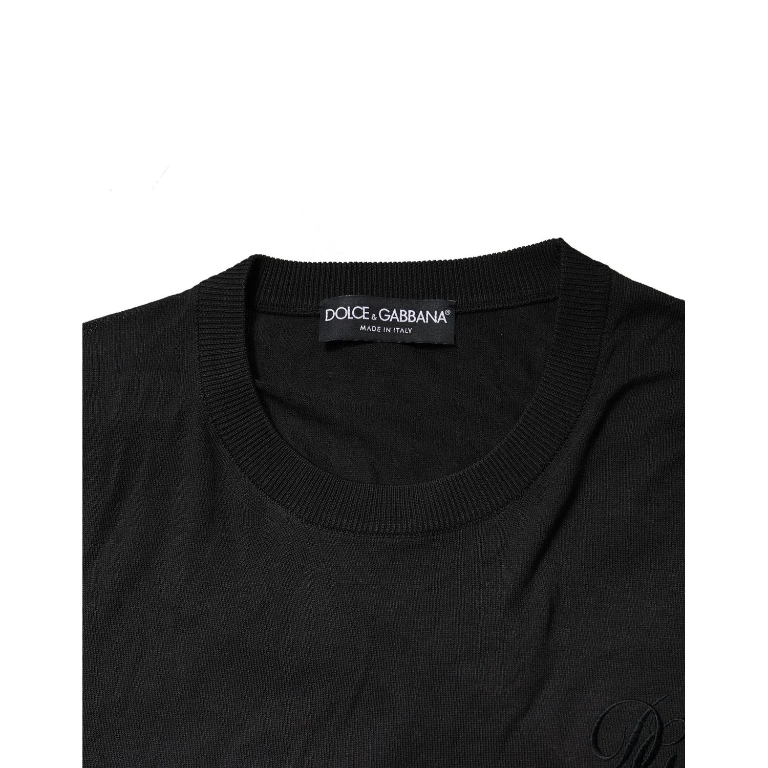 Dolce & Gabbana Black Cotton DG Logo Men Sweatshirt Sweater
