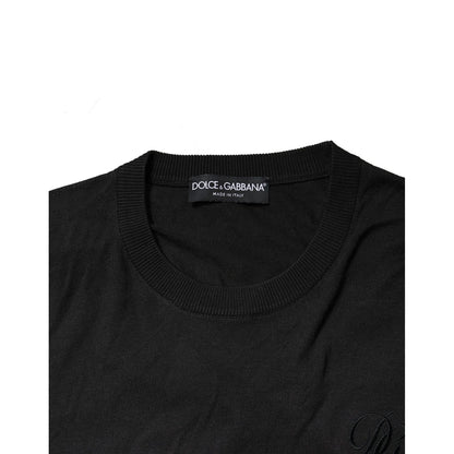Dolce & Gabbana Black Cotton DG Logo Men Sweatshirt Sweater