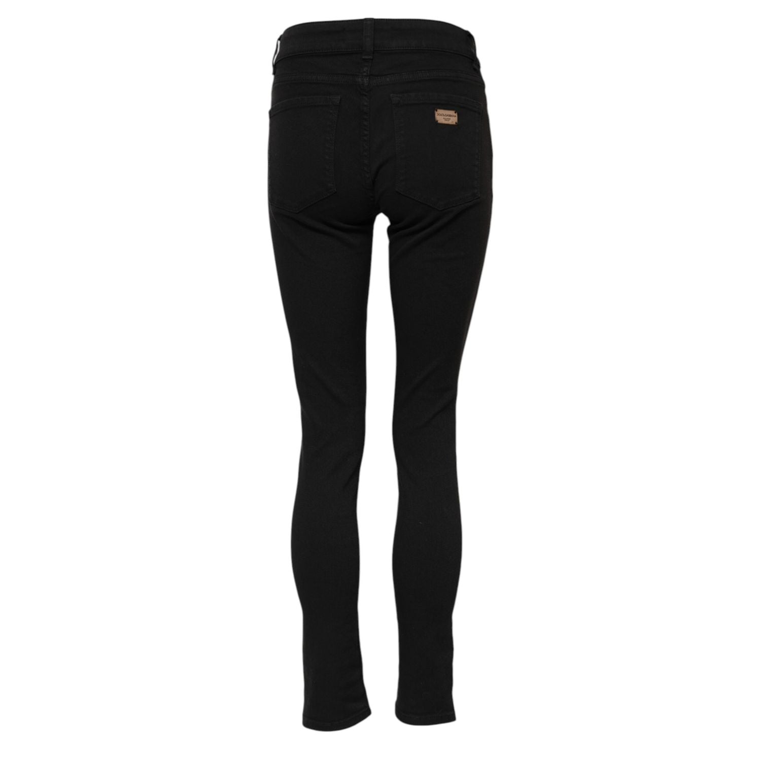 Dolce & Gabbana Black Cotton Logo Skinny MidWaist Denim Jeans