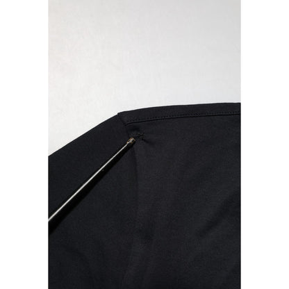 Dolce & Gabbana Black Cotton Plain V-Neck Men Shirt T-shirt