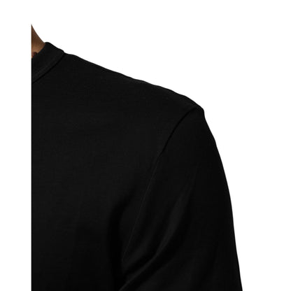 Dolce & Gabbana Black Cotton Velvet Logo Print Men T-shirt