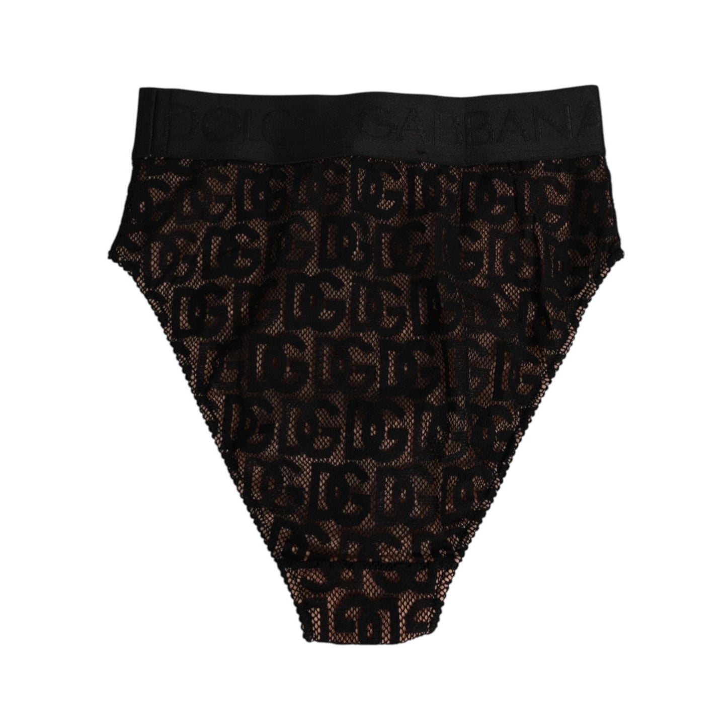 Dolce & Gabbana Black DG Logo Lace High Brief Panty Underwear with lace design and elastic waistband