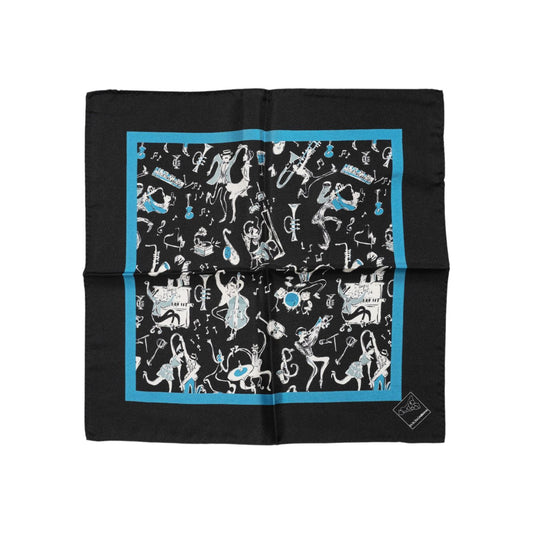 Dolce & Gabbana Black Jazz Club Silk Square Men Foulard Scarf MS7527