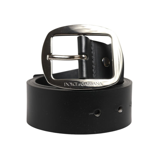 Dolce & Gabbana Black Leather Classic Metal Buckle Belt BEL9480-90
