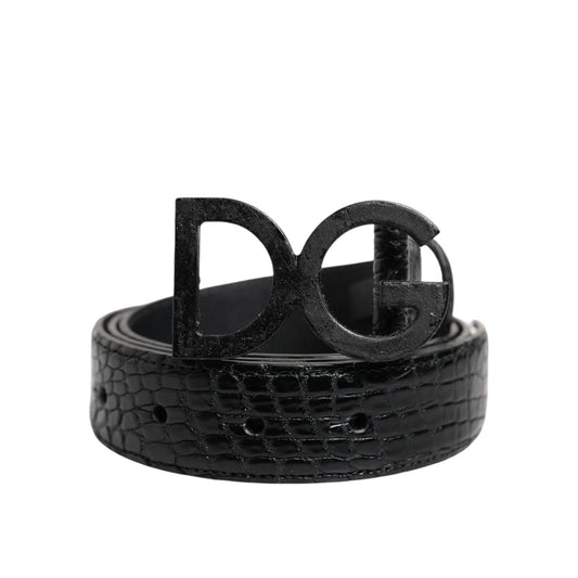 Dolce & Gabbana Black Leather Classic Metal DG Buckle Belt BEL9469-90