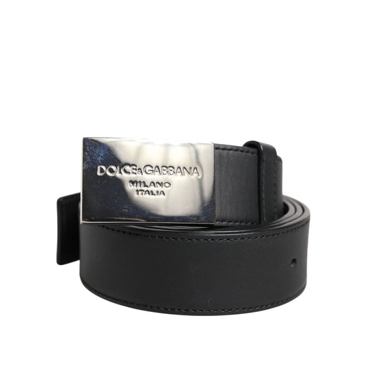 Dolce & Gabbana Black Leather Metal Logo Buckle Belt BEL9493-100