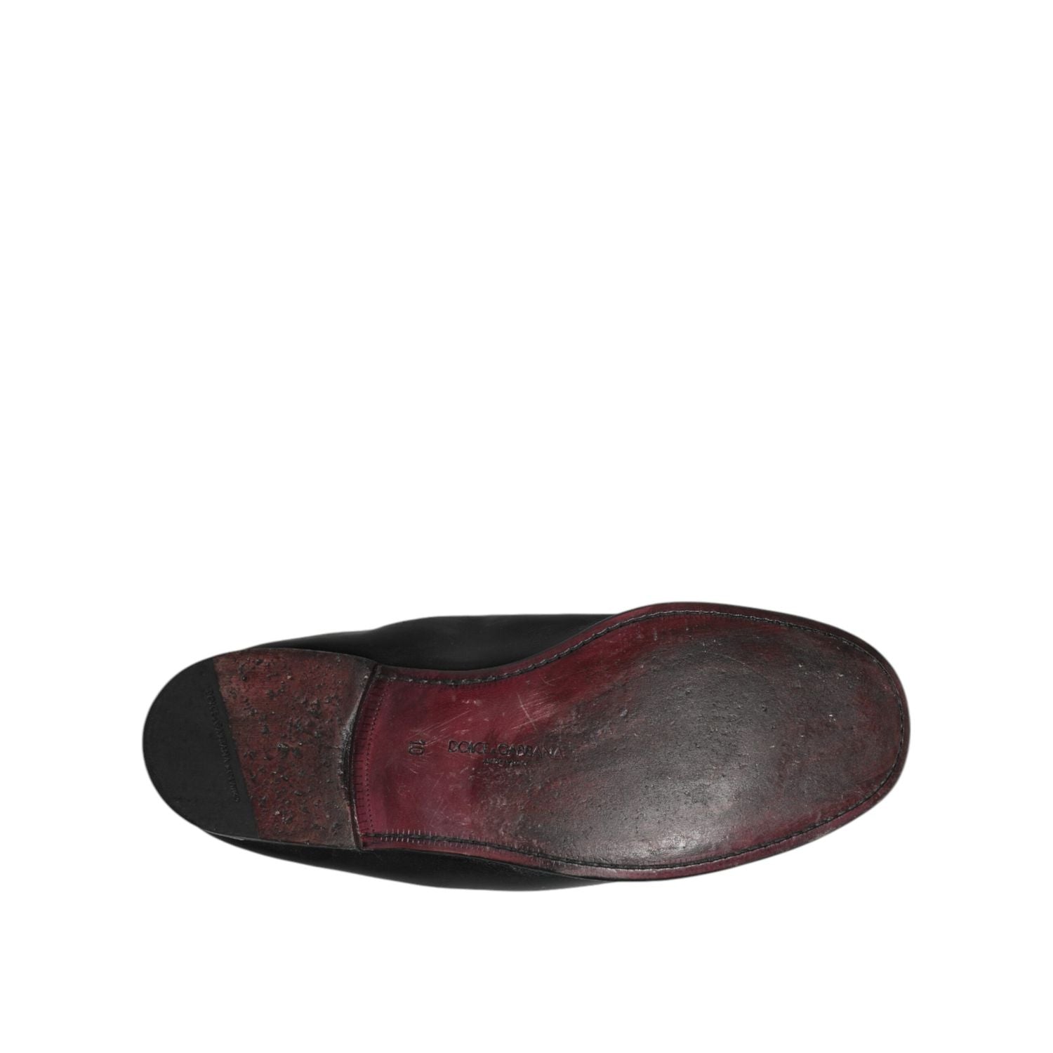Dolce & Gabbana Black Leather Slip On Men Flat Loafers Shoes