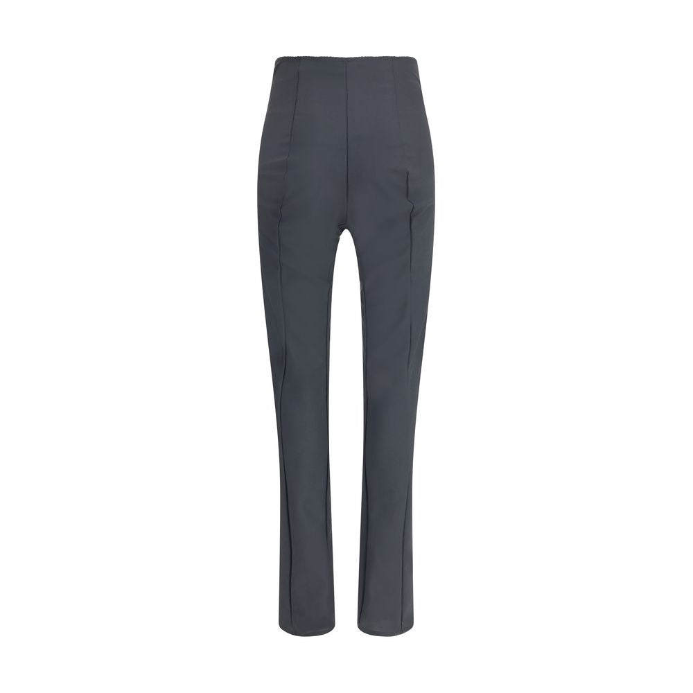 Dolce & Gabbana Black Nylon Athletic Pants with elegant satin insert and hook-and-eye fastening for a refined look.