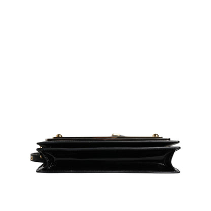 Dolce & Gabbana Black Patent Leather Logo Plaque Crossbody Bag