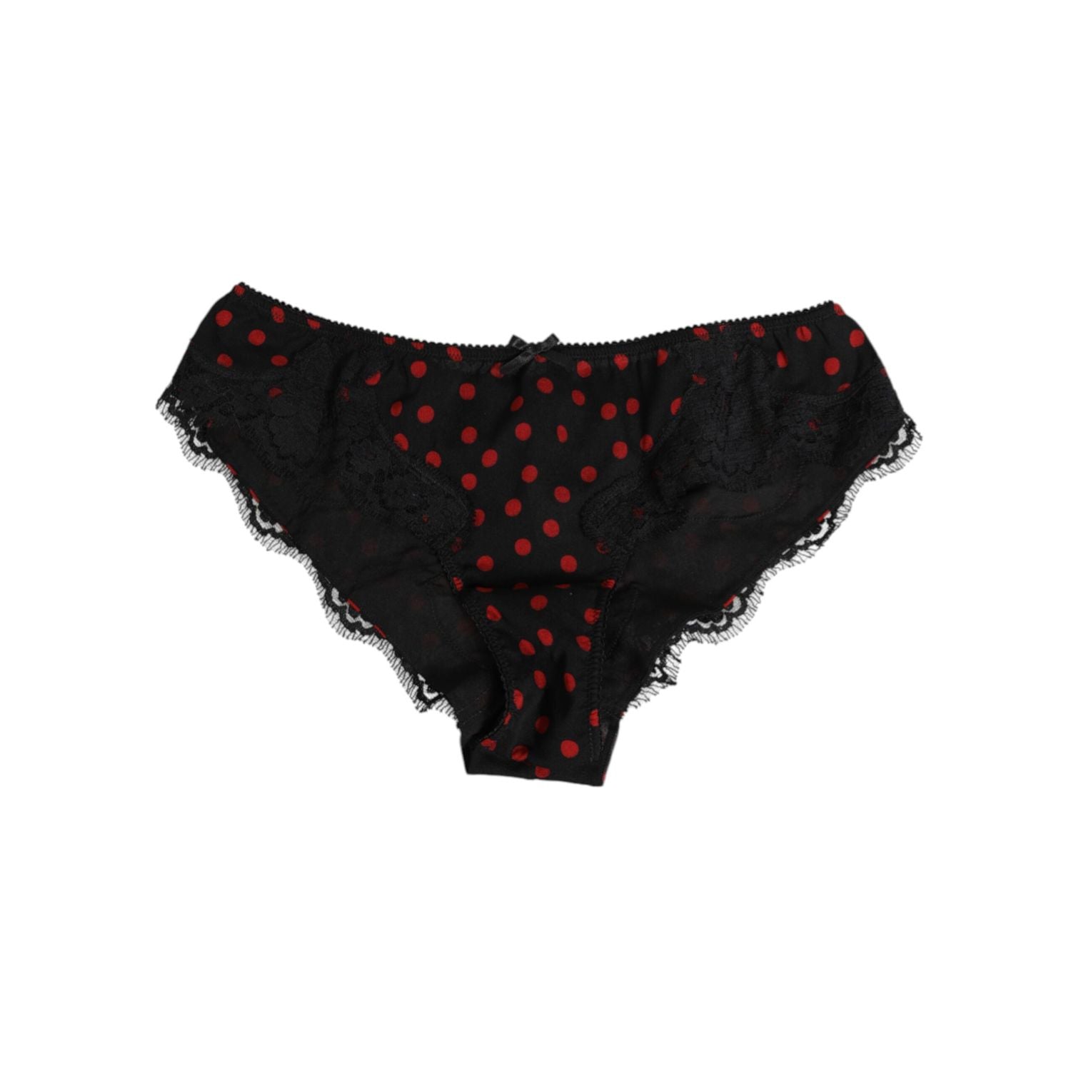 Dolce & Gabbana Black Polka Dotted Silk Low Waist Panty Underwear