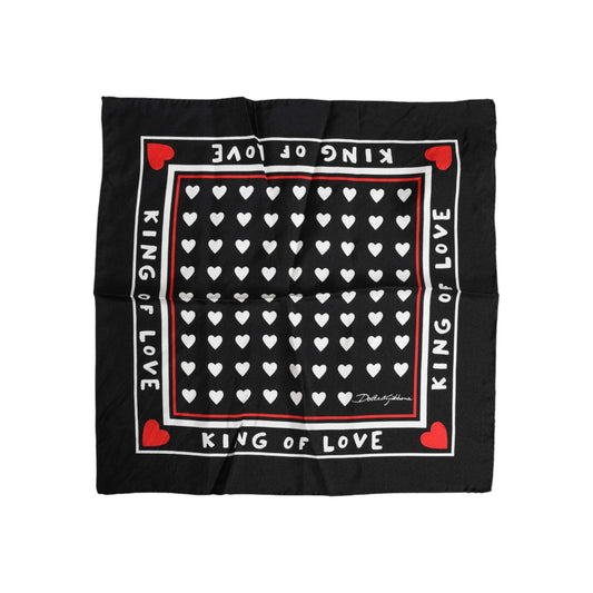 Dolce & Gabbana Black Printed Silk Square Men Foulard Scarf MS7468