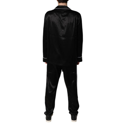 Dolce & Gabbana Black Silk Shirt Pants Pajama Set Sleepwear