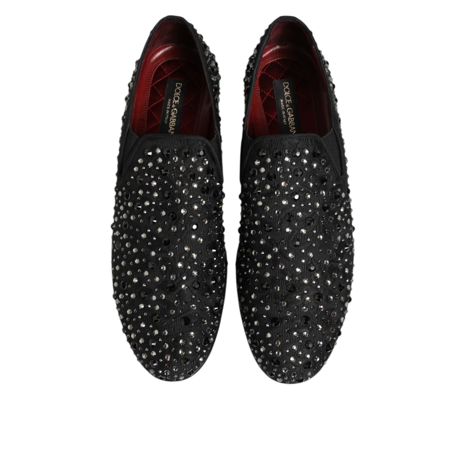 Dolce & Gabbana Black Suede Crystal Embellished Loafer Shoes