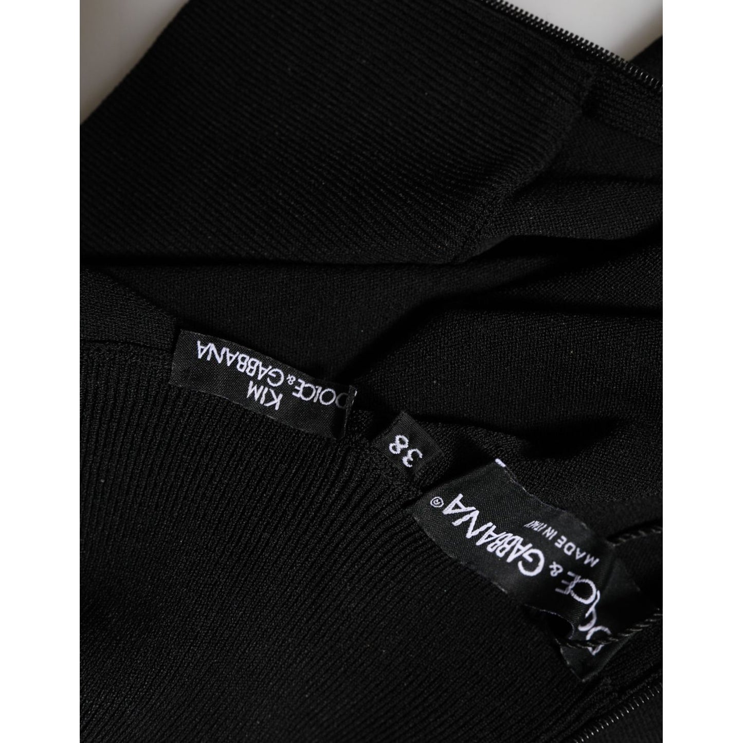 Dolce & Gabbana Black Viscose Turtle Neck Crop Pullover Top