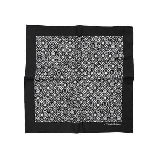Dolce & Gabbana Black White Patterned Square Foulard Scarf MS7558