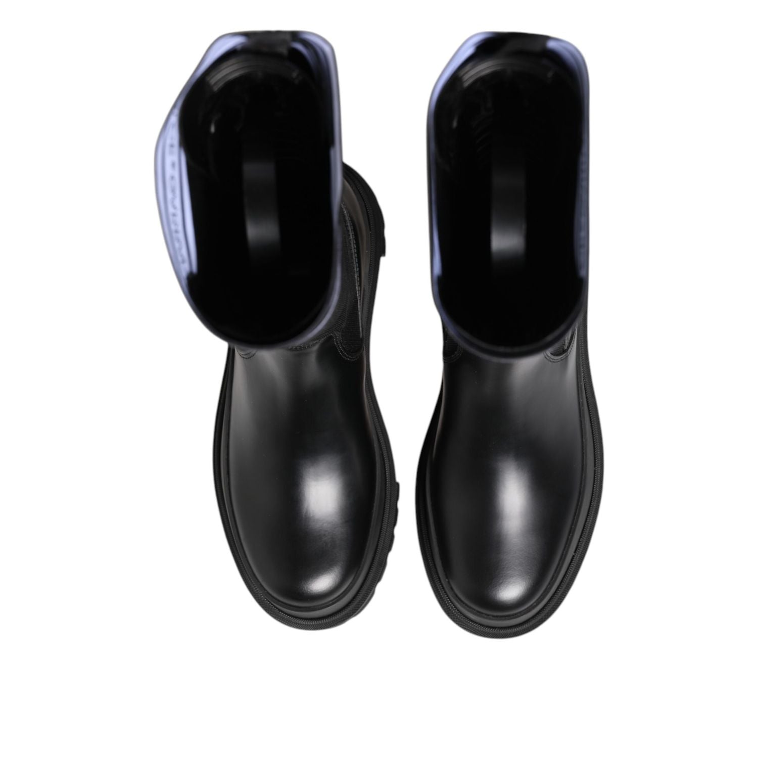 Dolce & Gabbana Black White Polyester Socks High Boots Shoes