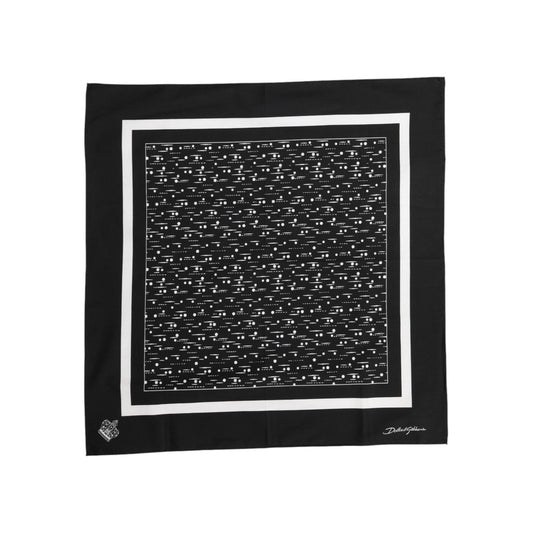 Dolce & Gabbana Black White Printed Square Foulard Scarf MS7223