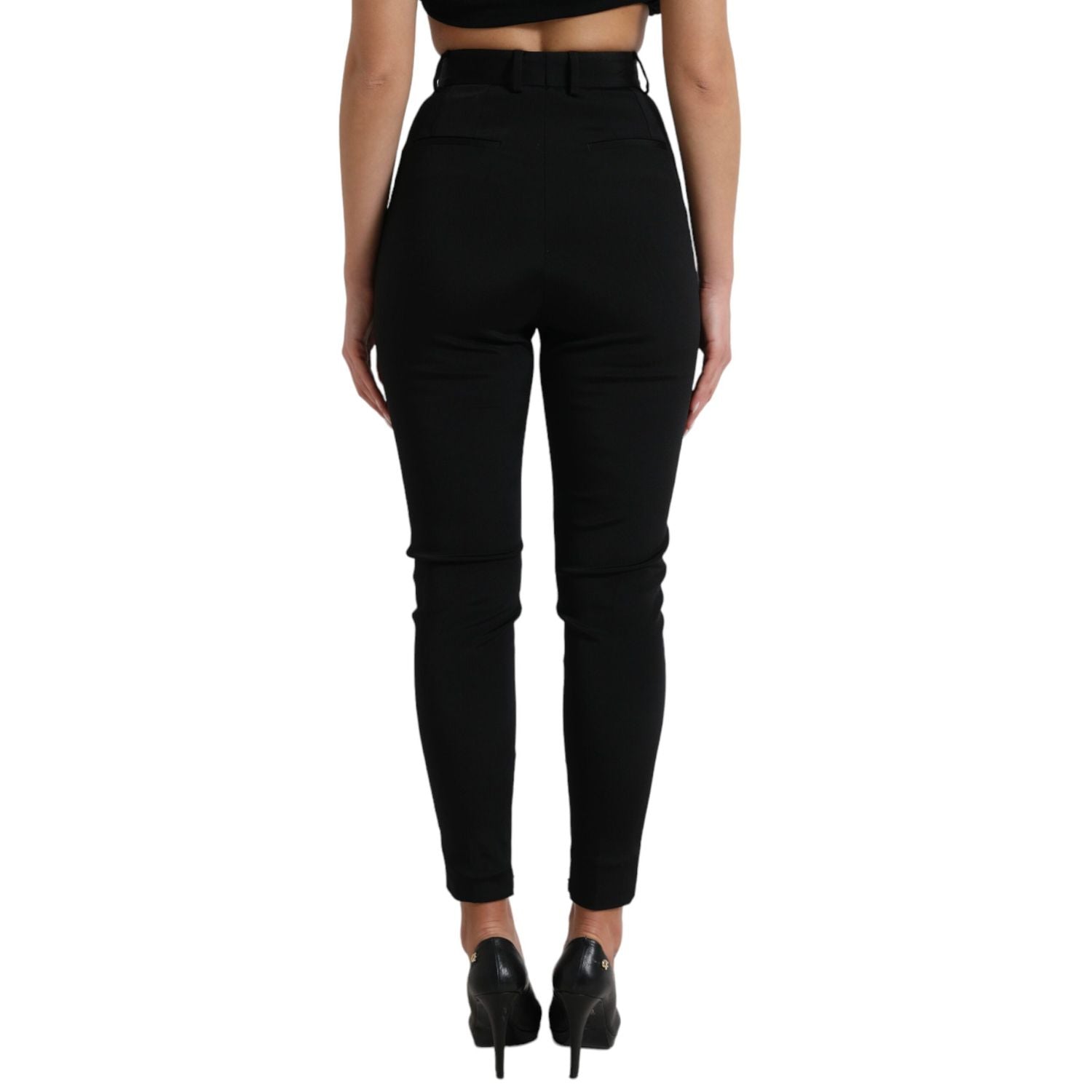 Dolce & Gabbana Black Wool Stretch High Waist Skinny Pants