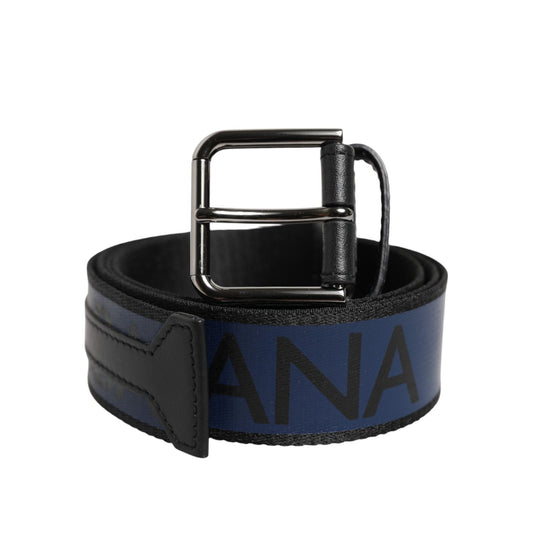Dolce & Gabbana Blue Black Polyester Metal Buckle Belt BEL9479-100