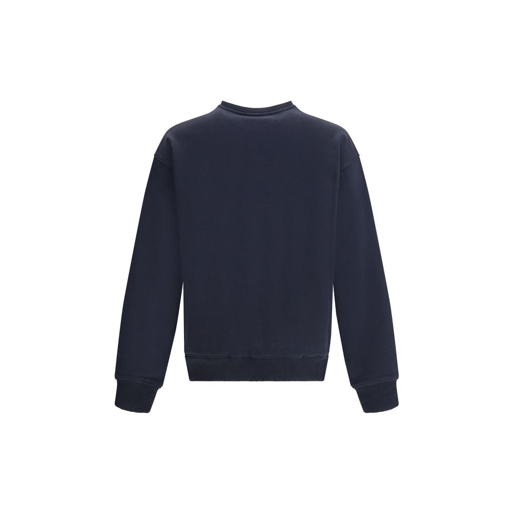 Back view of Dolce & Gabbana Blue Cotton Sweatshirt with ribbed crew neck, hem, and cuffs for a comfortable fit, iconic logo not visible.