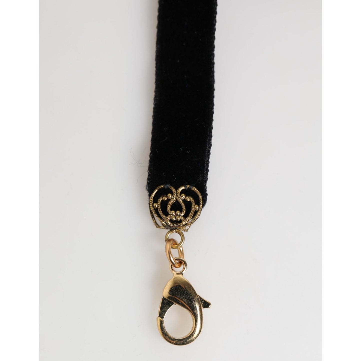 Dolce & Gabbana Blue Floral Appliqué Velvet Choker Crystal Beads Necklace