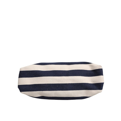 Dolce & Gabbana Blue White Stripes Logo Plaque Tote Bag