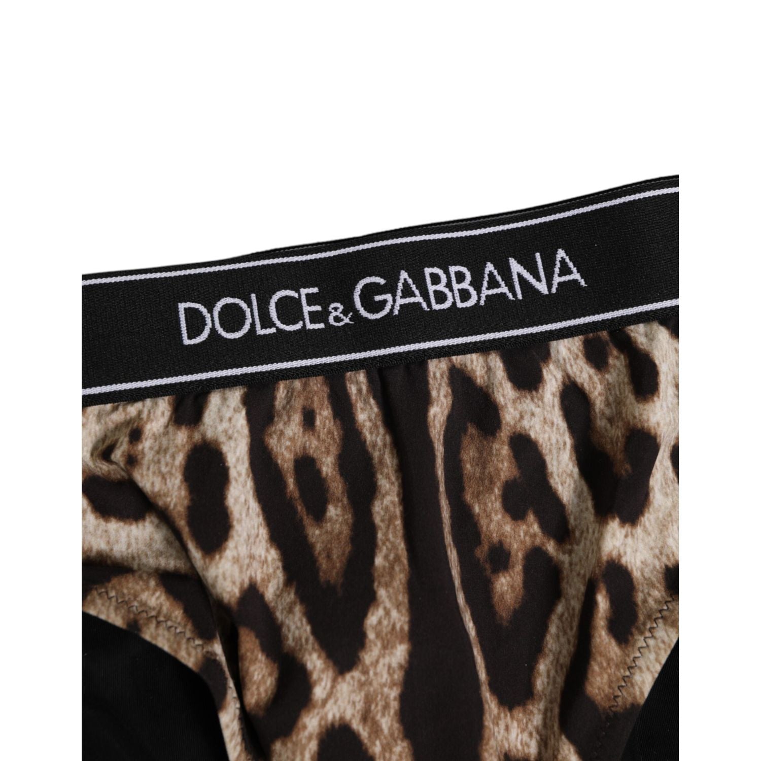 Dolce & Gabbana Brown Leopard Nylon High Waist Panty Underwear