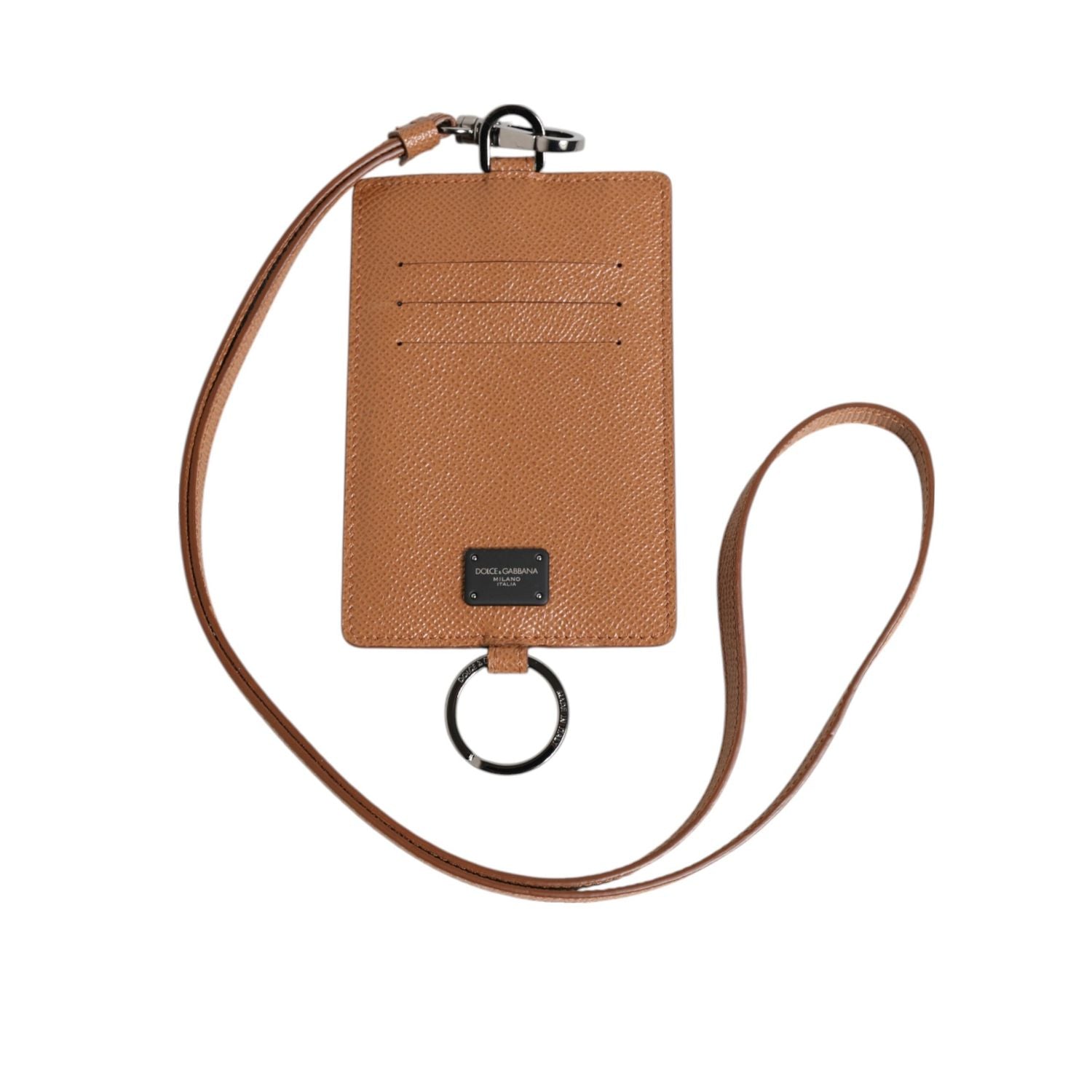 Dolce & Gabbana Dark Brown Leather Lanyard Logo Card Holder Men Wallet