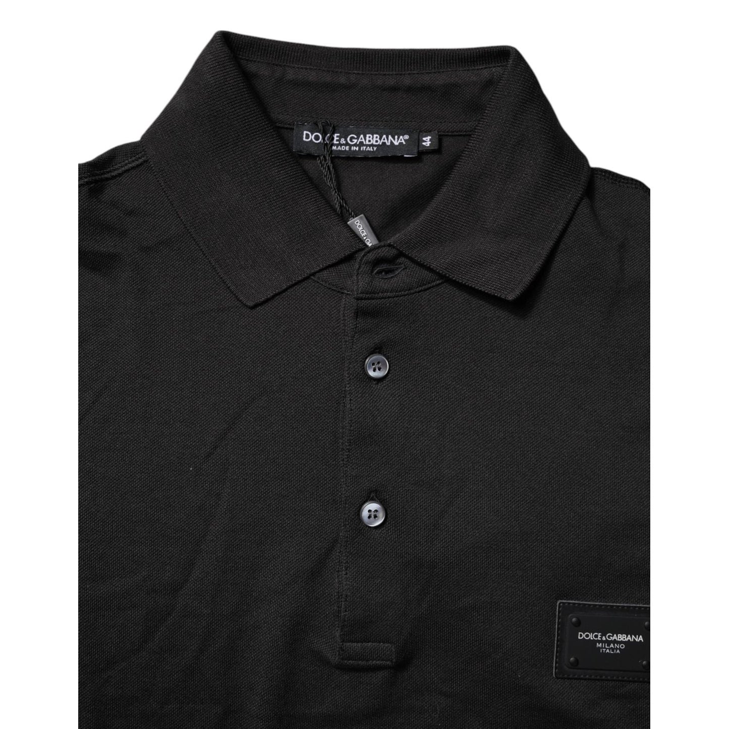 Dolce & Gabbana Dark Gray Logo Plaque Cotton Men Polo Shirt T-shirt