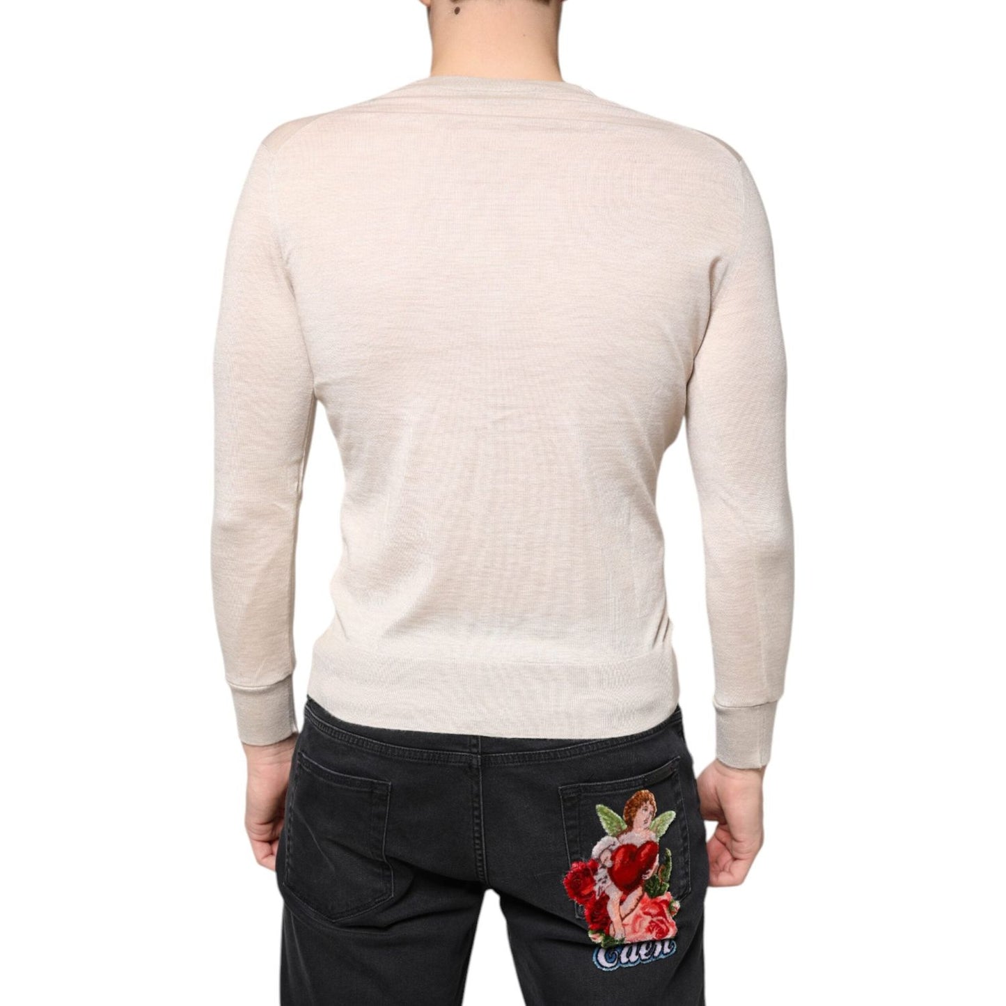 Dolce & Gabbana Beige Cashmere Button Down Cardigan Sweater TSH87069-44