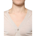Dolce & Gabbana Beige Cashmere Button Down Cardigan Sweater TSH87069-44