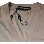 Dolce & Gabbana Beige Cashmere Button Down Cardigan Sweater TSH87069-44