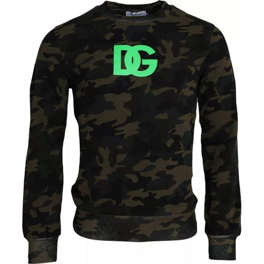 Dolce & Gabbana Black Camouflage Crew Neck Pullover Sweater TSH86488-44