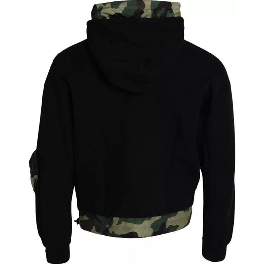 Dolce & Gabbana Black Camouflage Hooded Sweatshirt Sweater TSH86468-46