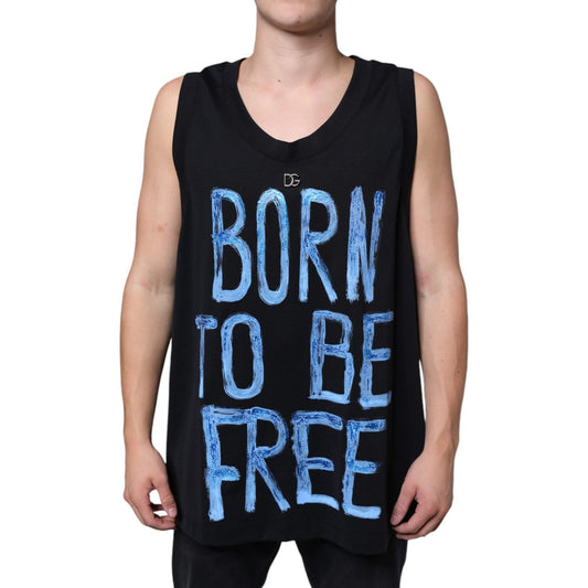 Dolce & Gabbana Black Cotton Born To Be Free Sleeveless T-shirt TSH86646-52