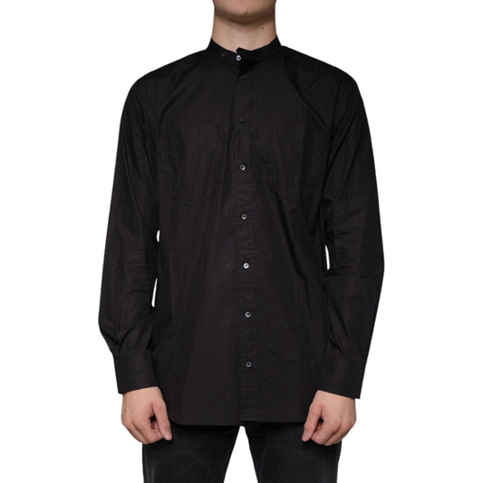 Dolce & Gabbana Black Cotton Button Down Men Casual Shirt TSH84090-38