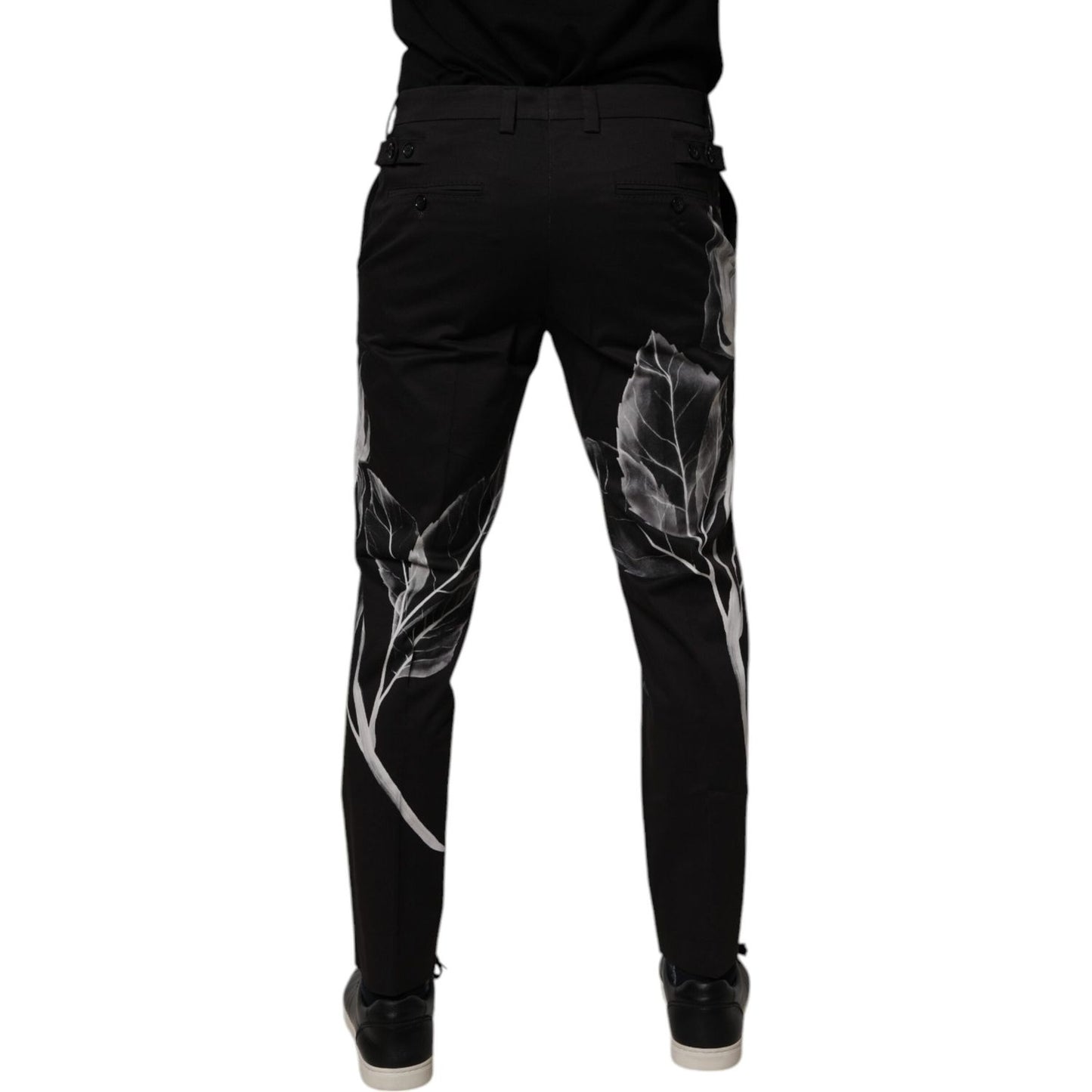 Dolce & Gabbana Black Cotton Floral Skinny Dress Pants PAN75187-48