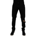 Dolce & Gabbana Black Cotton Tattered Skinny Men Denim Jeans PAN75061-52