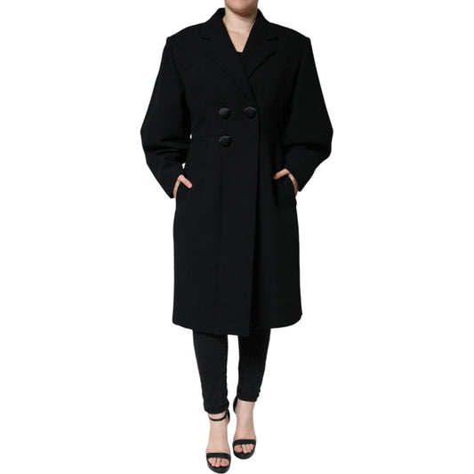Dolce & Gabbana Black Double Breasted Trench Coat Jacket JKT4087-48