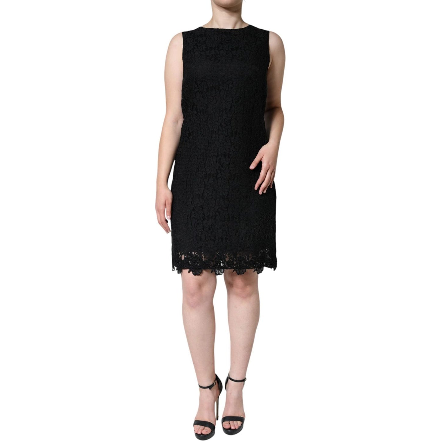Dolce & Gabbana Black Floral Lace Sheath Sleeveless Mini Dress DR281261-42