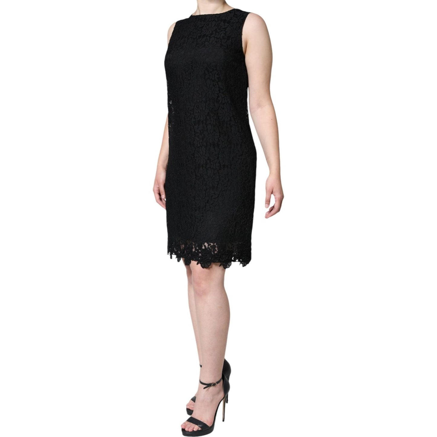 Dolce & Gabbana Black Floral Lace Sheath Sleeveless Mini Dress DR281261-42