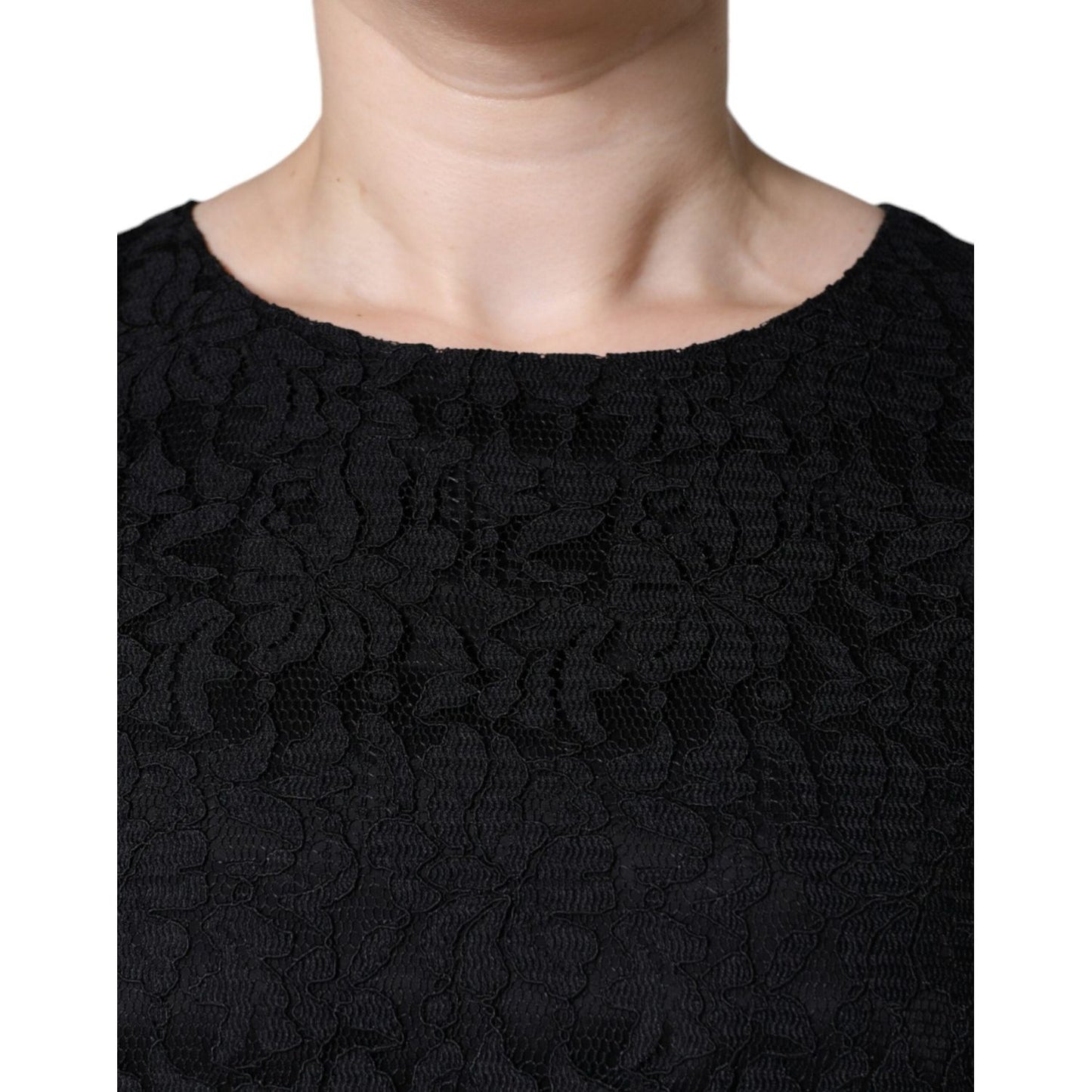Dolce & Gabbana Black Floral Lace Sheath Sleeveless Mini Dress DR281261-42